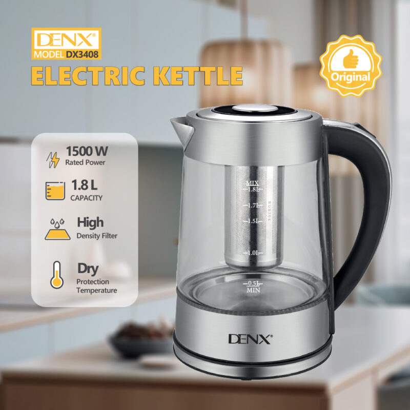 DX3408 - High borosilicate glass electric kettle