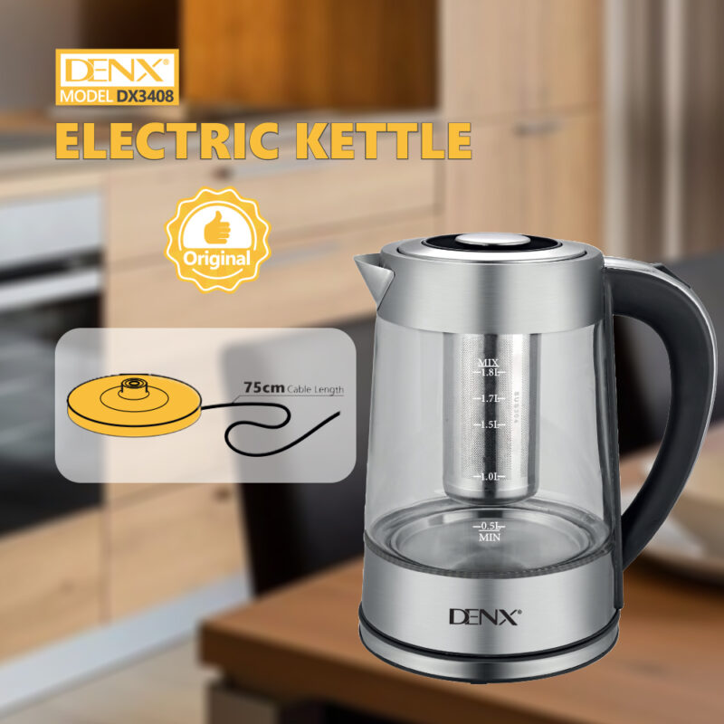 DX3408 - High borosilicate glass electric kettle